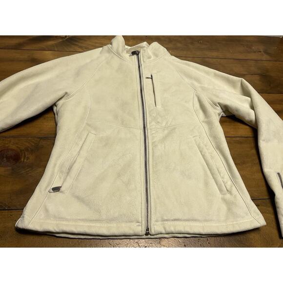 The North Face Apex Jacket Small Beige Faux Leather Full Zip Fleece Logo - Picture 4 of 16